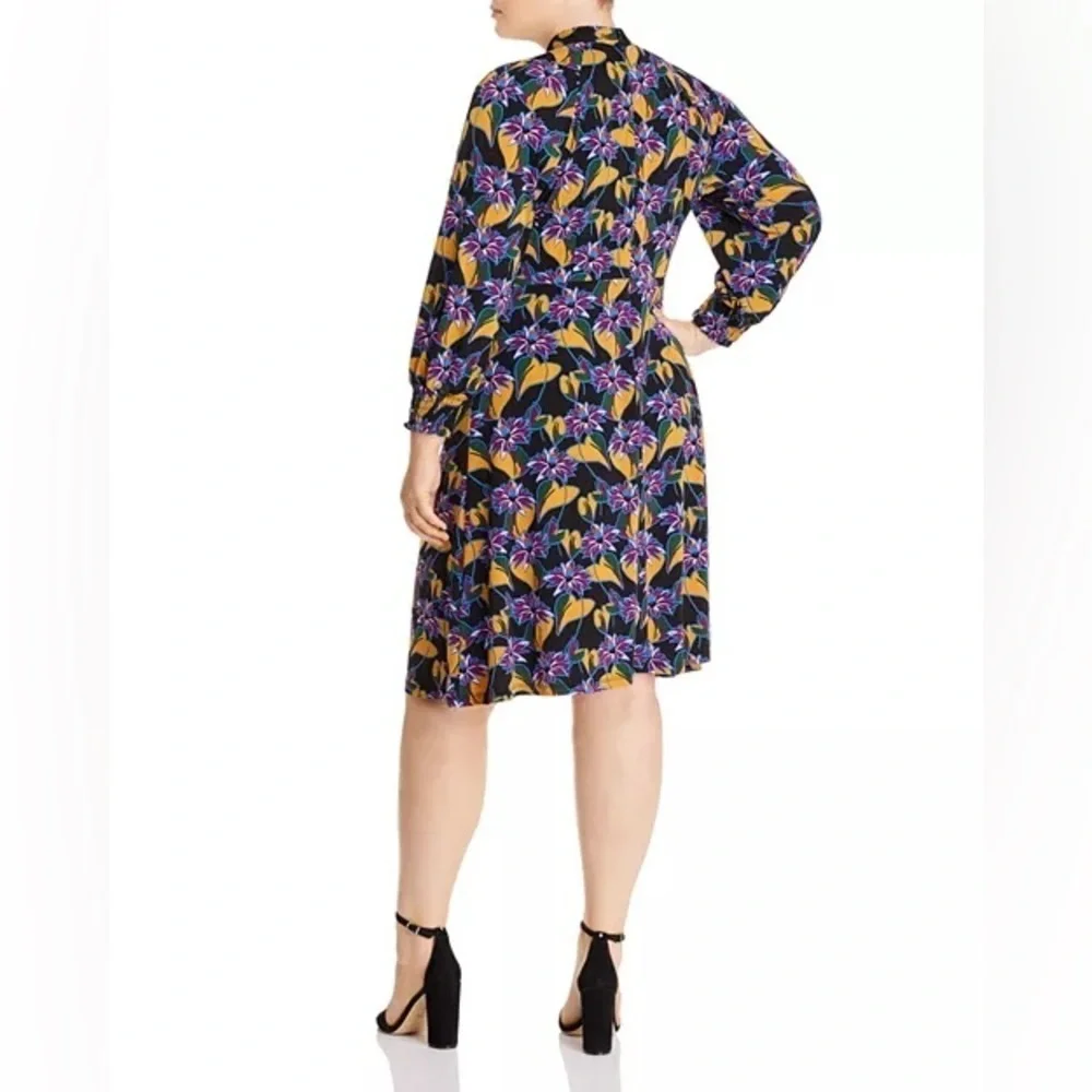 Adrianna Papell women dress 8 medium maxi midi long black floral pattern stretch
